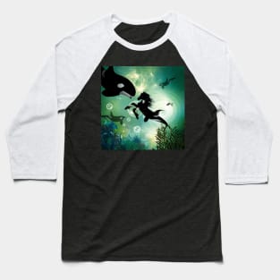 Wonderful little seahorse and orca Baseball T-Shirt